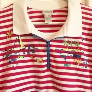 Vintage 90s Striped Zip Up Polo